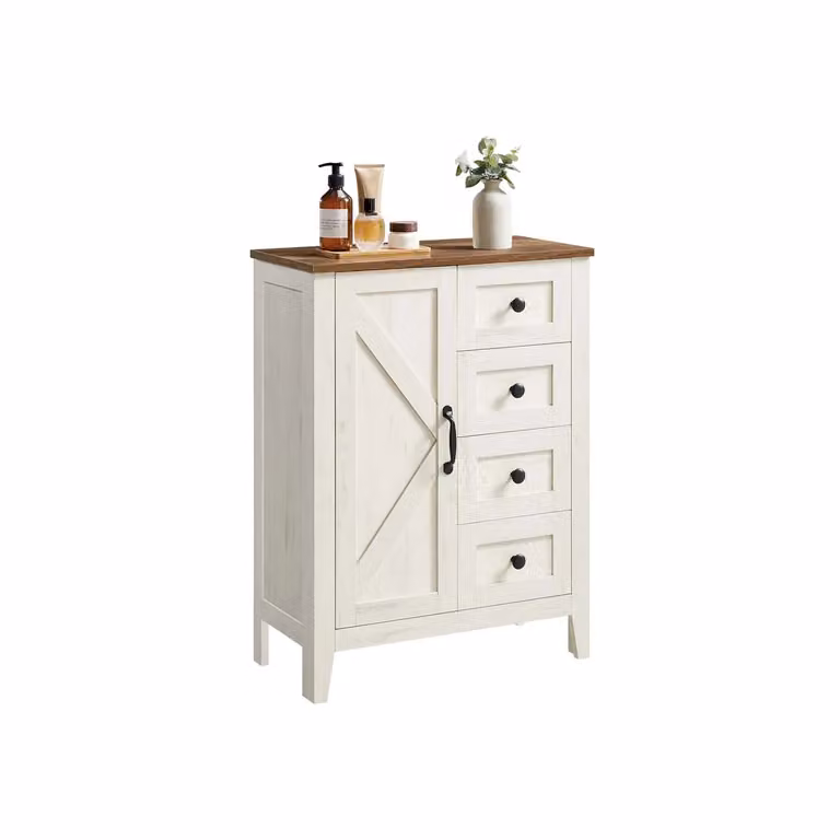 Mobile bagno farmhouse con cassetti ante fienile e ripiano regolabile