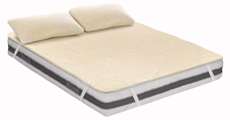 Coprimaterasso in Lana pura, 80x190 cm, color beige