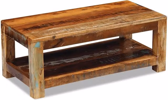 Tavolino da caffè rettangolare vidaXL in legno massello di recupero marrone L: 90 cm, P: 45 cm, H: 35 cm
