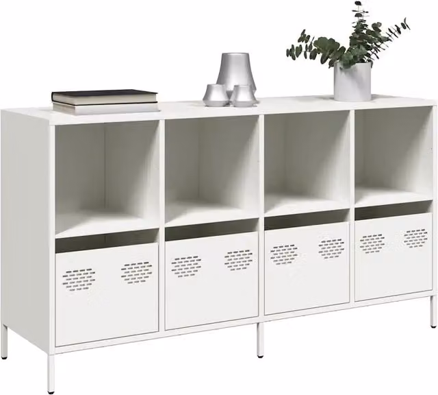Credenza moderna bianca vidaXL in metallo e MDF L: 135 cm, P: 39 cm, H: 73,5 cm