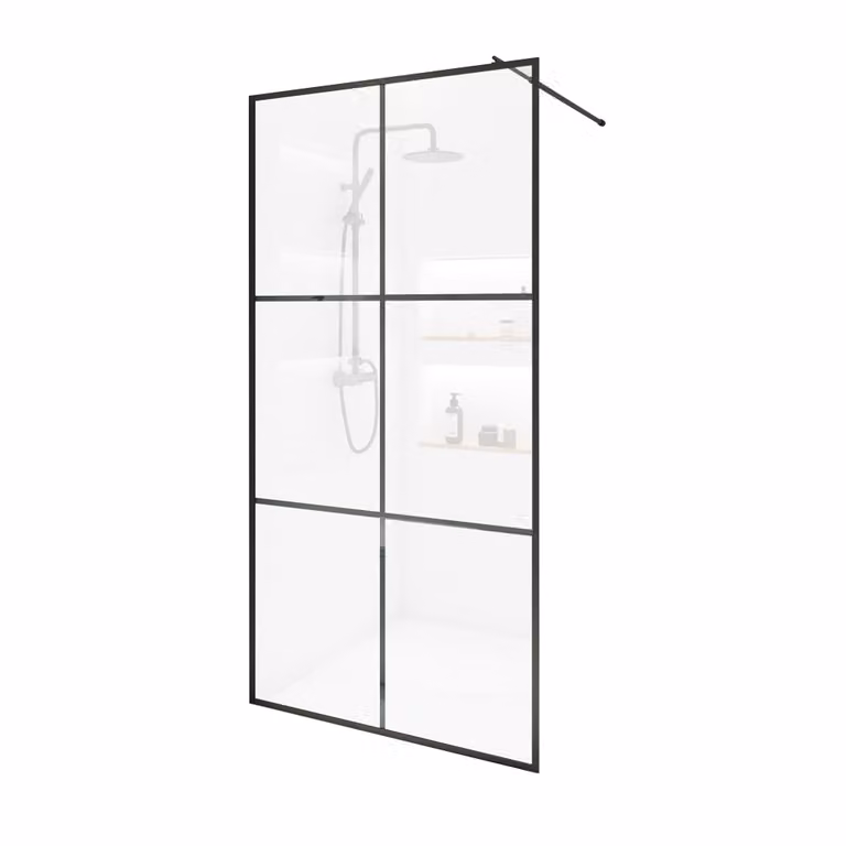 Home Deluxe - Cabina doccia - BAKI - larghezza: 80 cm, telaio nero, vetro trasparente, look 6-louvre - vetro temperato di sicurezza da 10 mm I Walk in shower, cabina doccia, porta doccia