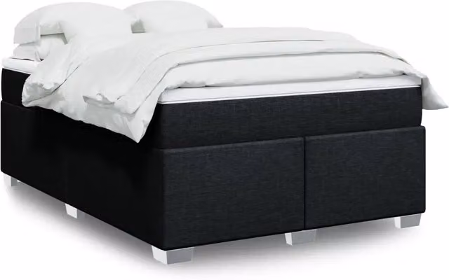 Letto Ibrido vidaXL con Giroletto a Molle e Materasso in Tessuto Nero e Bianco L/P/H: 140 x 190 cm
