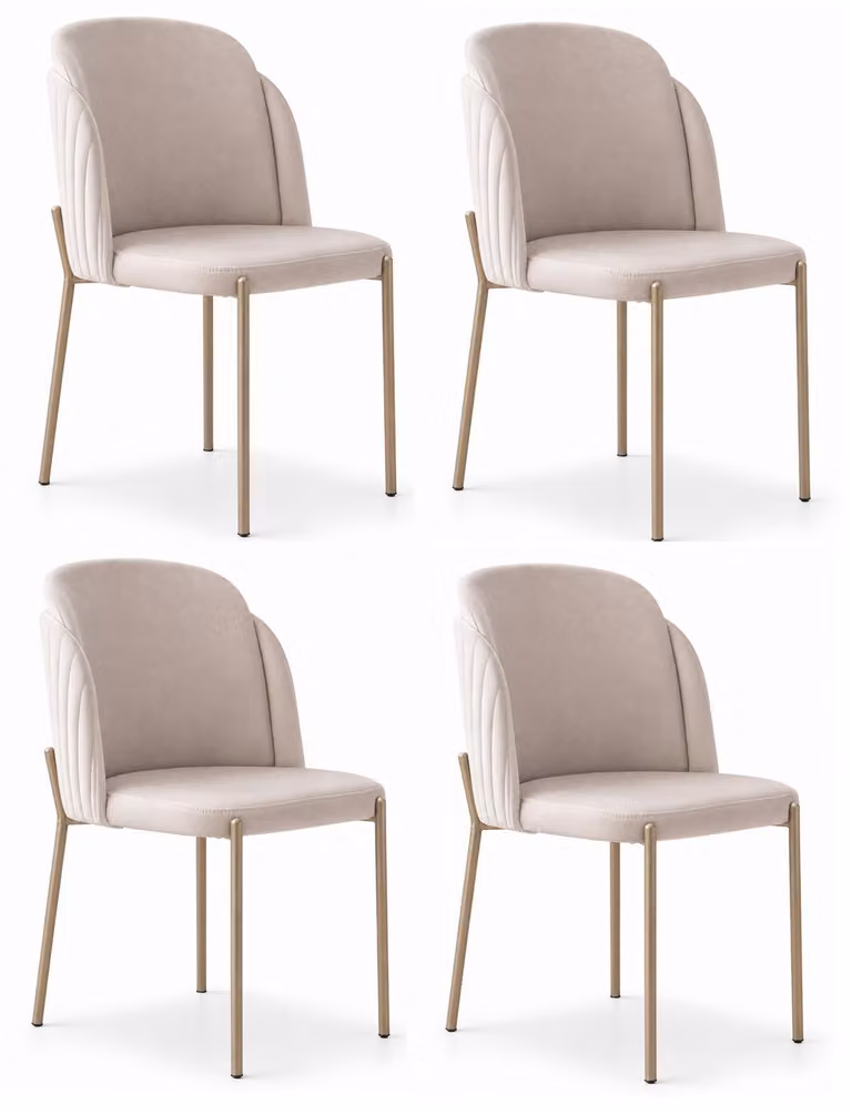 4 sedie moderne, beige, dal design elegante e confortevole, ideali per la sala da pranzo