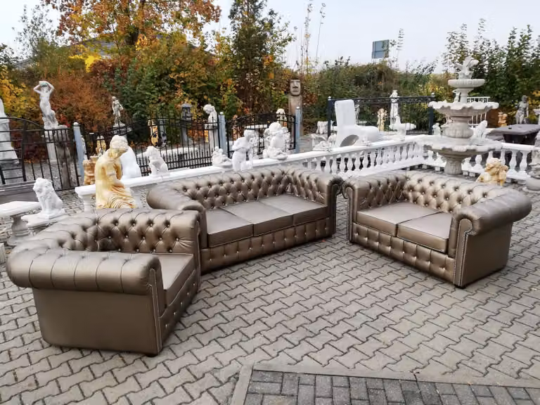 Design Chesterfield 3+2+1 Sofagarnitur Leder Sofa Set Garnitur Couch Polster