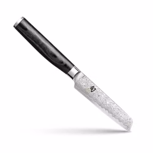 KAI Shun Premier Tim Mälzer Minamo coltello da ufficio giapponese 9,0 cm lunghezza lama - acciaio centrale VG-MAX con 32 strati di acciaio damascato, 61 (±1) HRC - legno Pakka - fatto a mano