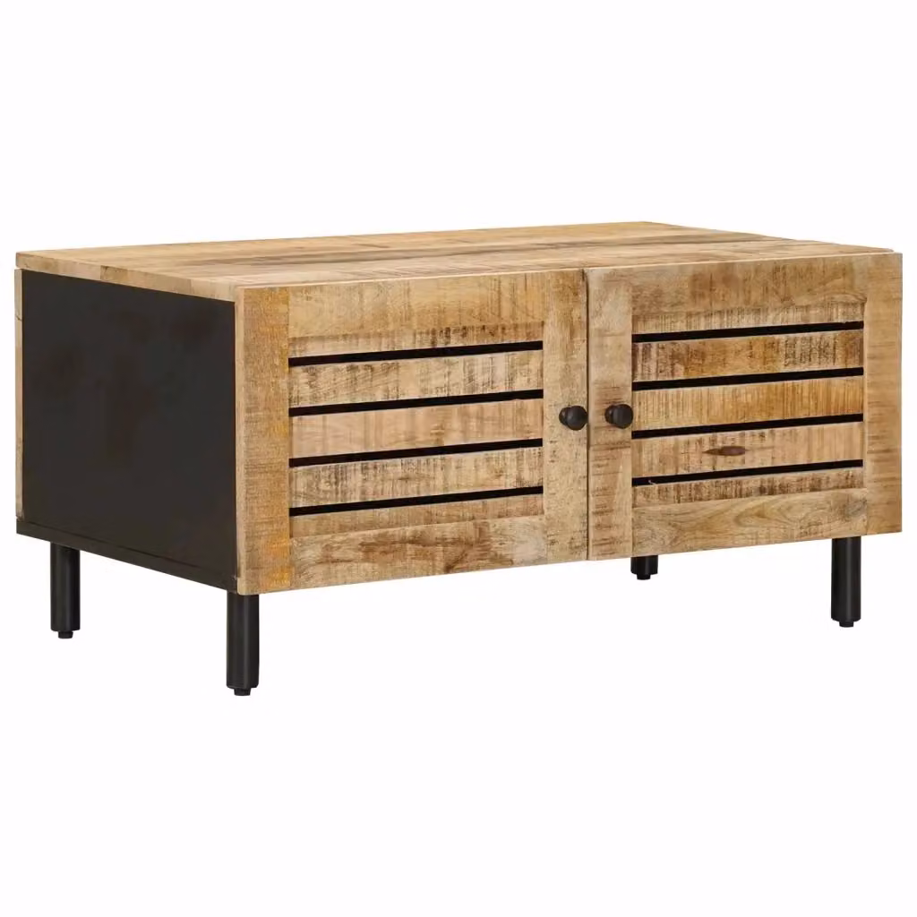 Tavolino da salotto moderno vidaXL in legno di mango marrone L: 80 cm, P: 50 cm, H: 40 cm – 2
