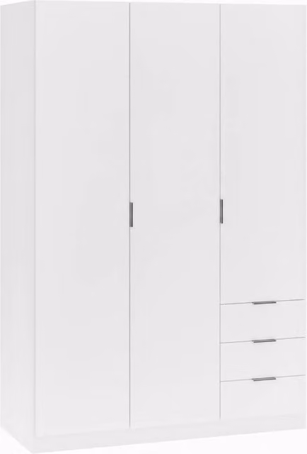 Armadio Guardaroba Con 3 Ante Battenti 4 Ripiani E 3 Cassetti Barra Appendiabiti Salvaspazio Per Stanza Matrimoniale Design Moderno 200 x 52 x 135 Cm Colore Bianco