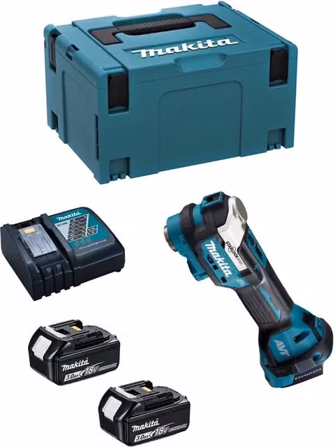 Utensile Multifunzione Makita DTM52RFJ con 2 Batterie da 3,0 Ah e Caricatore DC18RC in Sistema Makpac