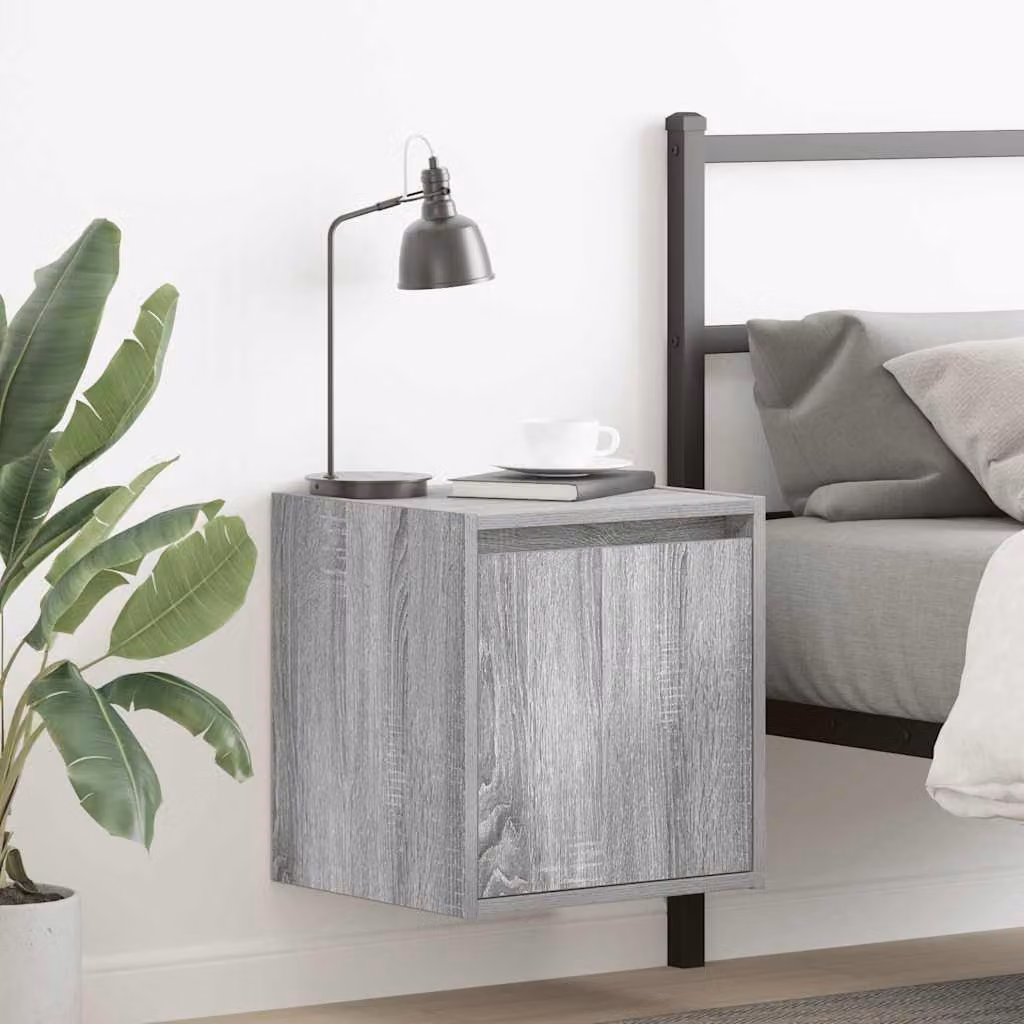 Set di 2 comodini da muro vidaXL in colore grigio Sonoma, L 38 cm x P 34 cm x H 40 cm