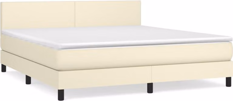 Giroletto a Molle con Materasso Crema 160x200 cm in Pelle finta