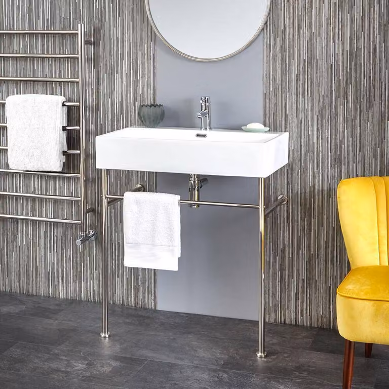 Lavabo a Consolle con Struttura Cromata - 750 x 420mm - Sandford