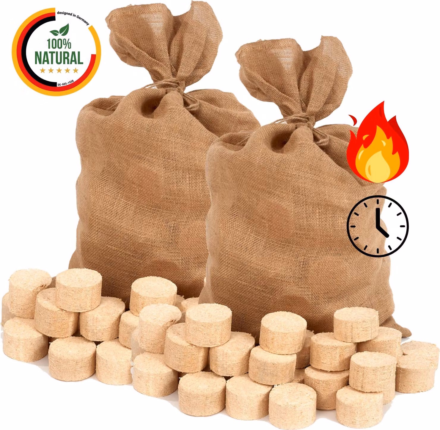 Floranica Bricchetti legno pressato 100 % 2 x 12,5 kg Pellet per stufa Bricchetti Ideali per Caminetto Stufa Legnetti accendifuoco Legna