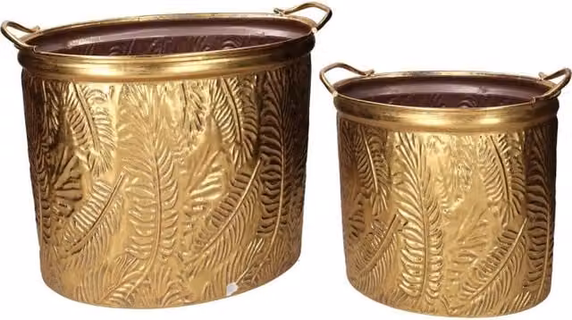 Portavaso ovale in metallo VACCHETTI oro L: 49 cm, P: 29,5 cm, H: 41 cm