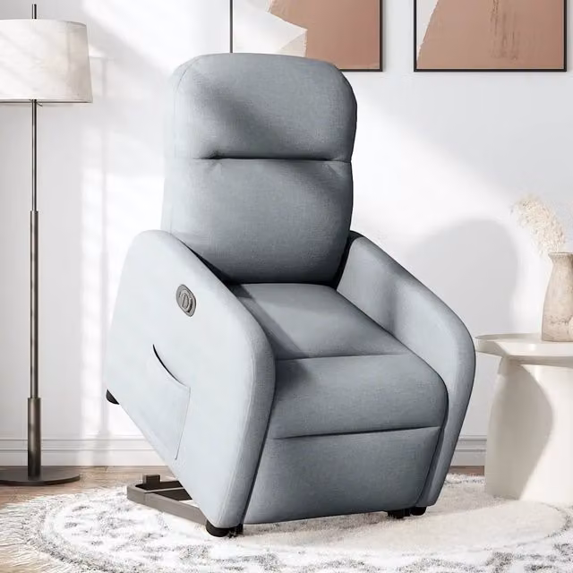Poltrona | Sedia Relax Reclinante Alzapersona Elettrica Grigio Chiaro Tessuto