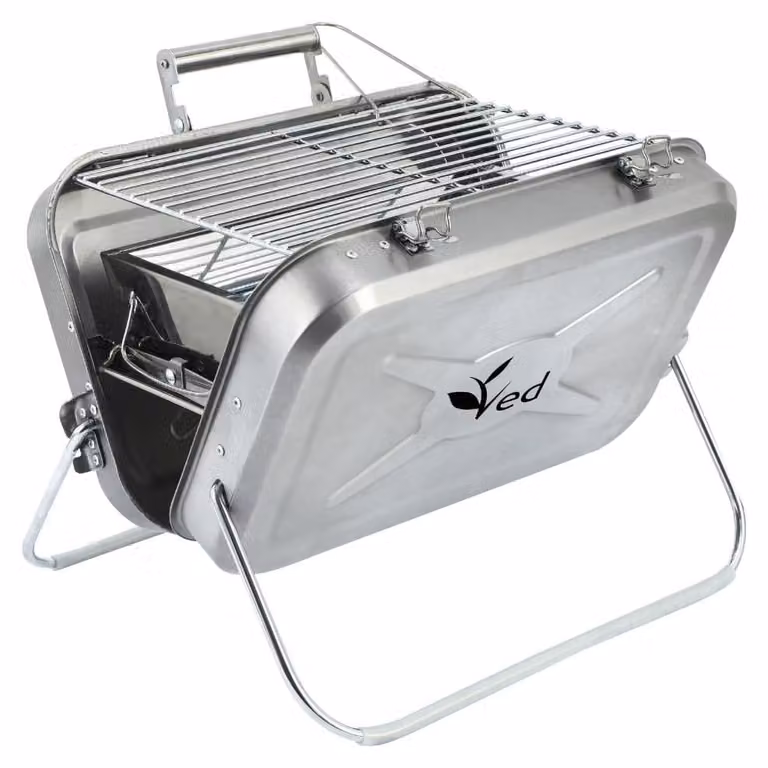 Elzusha - Barbecue portatile pieghevole a carbone in acciaio inossidabile