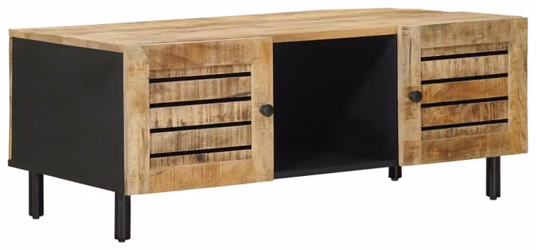 Tavolino da salotto in legno massello di mango, finitura naturale, 100 x 54 x 40 cm