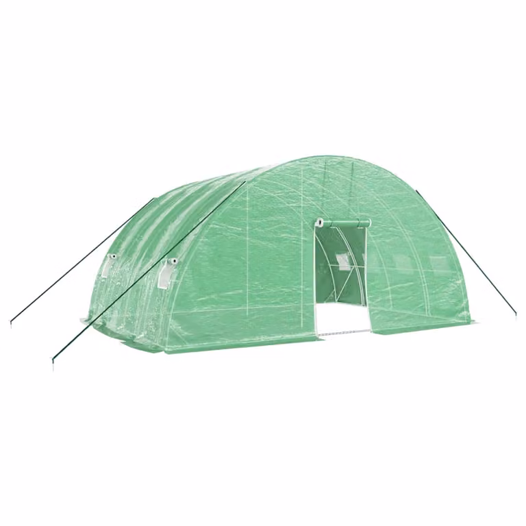 Serra con struttura in acciaio verde 24 m² 6x4x2,85 m
