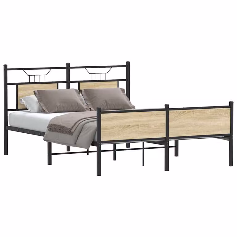 vidaXL Giroletto senza Materasso in Rovere Sonoma e Truciolato, L: 137 cm x P: 190 cm