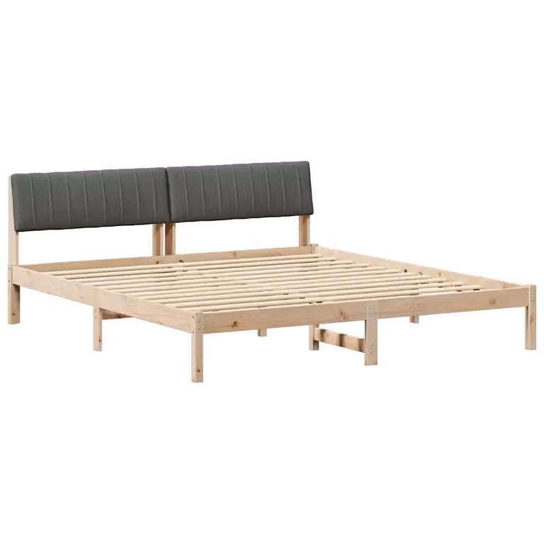 Struttura del letto minimalist vidaXL in legno di pino e tessuto, marrone e grigio, L/P/H: 180 x 200 x 185,5 cm