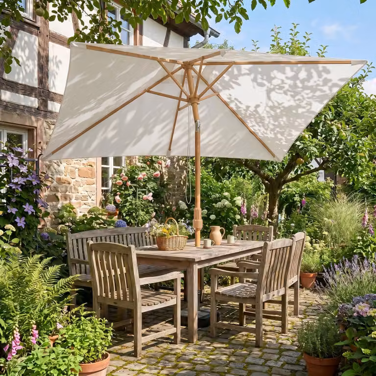 Ombrellone quadrato Sekey 300x200 cm effetto legno per giardino, terrazza o cortile