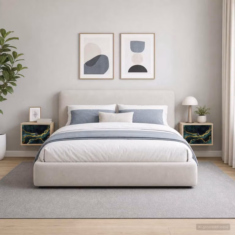 Set di 2 comodini sospesi vidaXL WIJHE in Rovere Sonoma e Multicolore