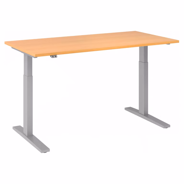 Scrivania regolabile in altezza XMKA | 2 motori | 120-180 cm | elettrica | faggio, colore telaio:argento, dimensioni piano d'appoggio:160 x 80 cm