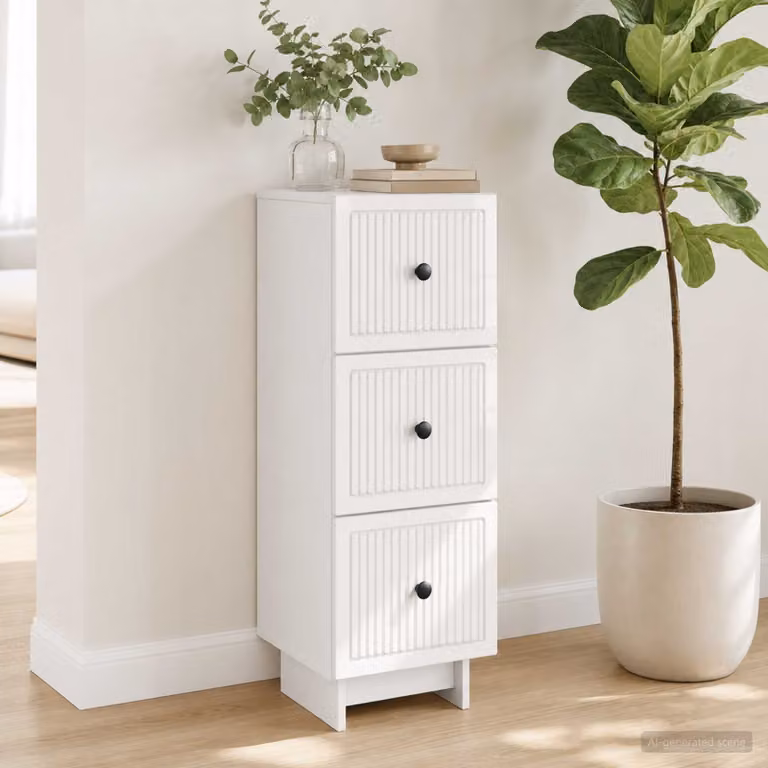 Mobile con cassetti vidaXL Bianco Lucido L: 33 cm, P: 34,5 cm, H: 90 cm