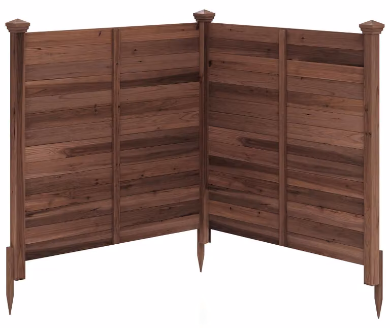 COSTWAY, recinzione da giardino composta da 2 elementi, recinzione a pannelli di 119x115,5 cm (L x A), pannello divisorio con 3 pali, recinzione in legno decorativa per bidoni della spazzatura, recinzione autoportante, colore nero