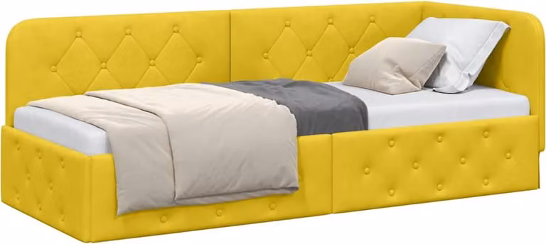 Cornice del letto ad angolo Giallo 80 x 200 cm Velluto