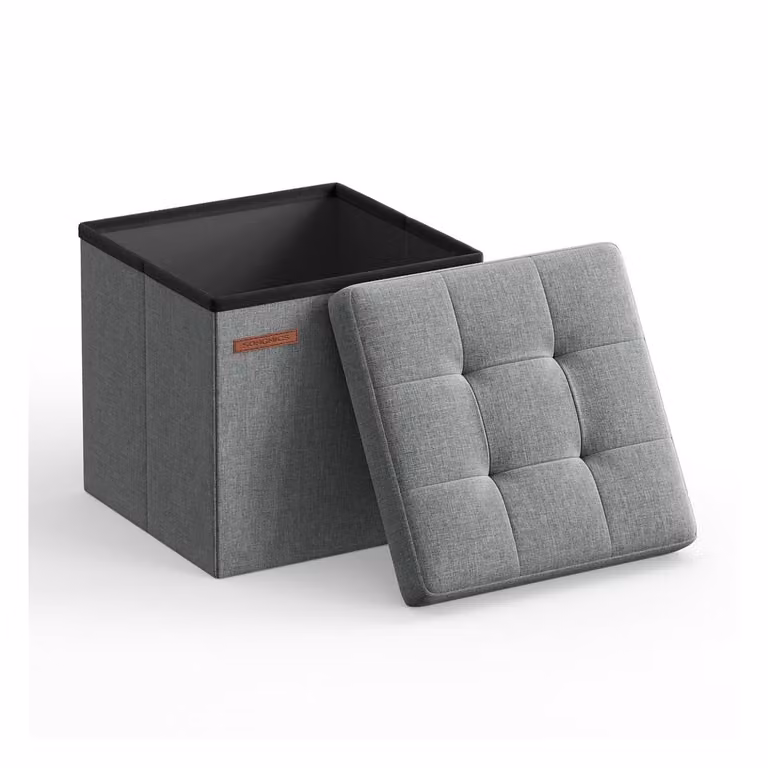 Panca Portaoggetti Pieghevole, Grigio Chiaro / 30 x 30 x 30 cm