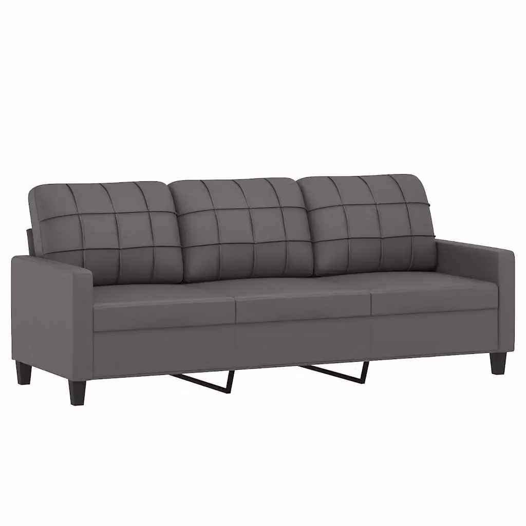 Divano a 3 posti moderno vidaXL in similpelle grigio con struttura in metallo L: 198 cm, P: 80 cm, H: 77 cm – 2