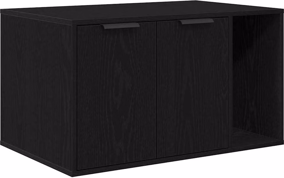 Lettiera per gatti in rovere nero 80x50x45 cm in legno ingegnerizzato