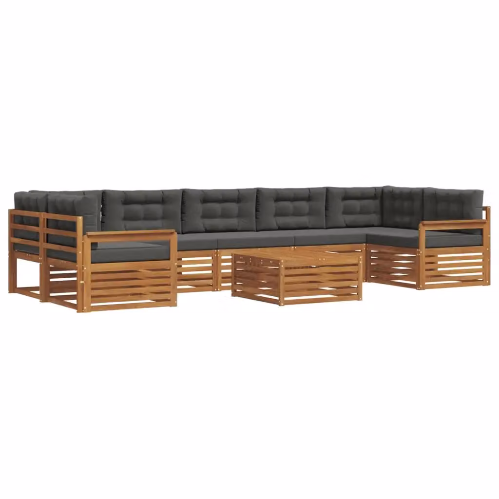 Set di divani da esterno vidaXL a forma di L con tavolino da giardino, composto da 8 pezzi in legno di acacia con cuscini inclusi, colore beige e antracite – 2