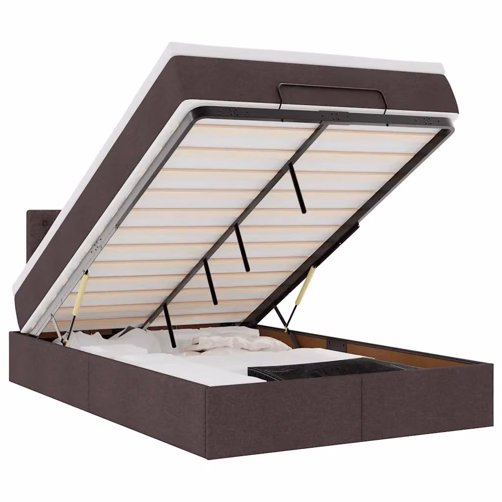 vidaXL Struttura Letto con Materasso e Pouf in Tessuto con Base a Sollevamento, L/P/H: 200 x 80 x 45 cm – 2