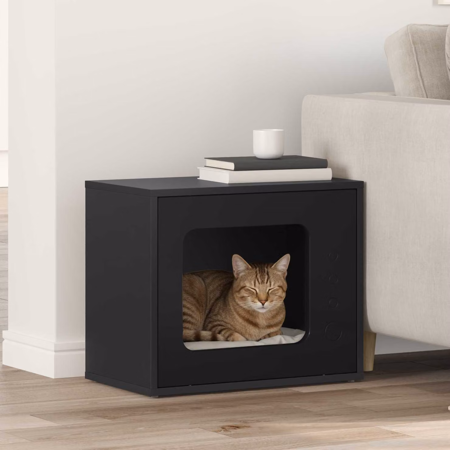Casa per gatti vidaXL in legno ingegnerizzato nero L 51 cm x P 30 cm x H 42,5 cm