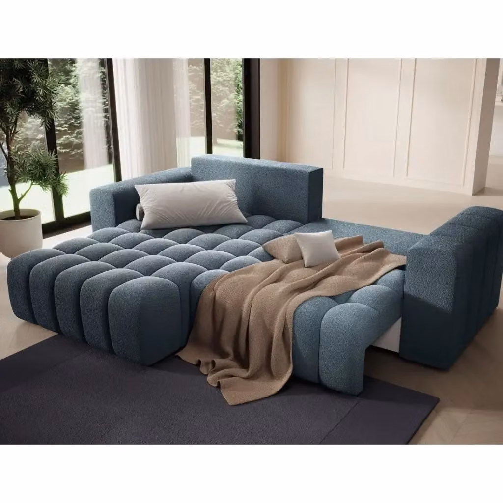 Divano angolare convertibile MEUBLORAMA blu con funzione letto e vano contenitore, L/P/H: 250 x 175 x 92 cm – 2