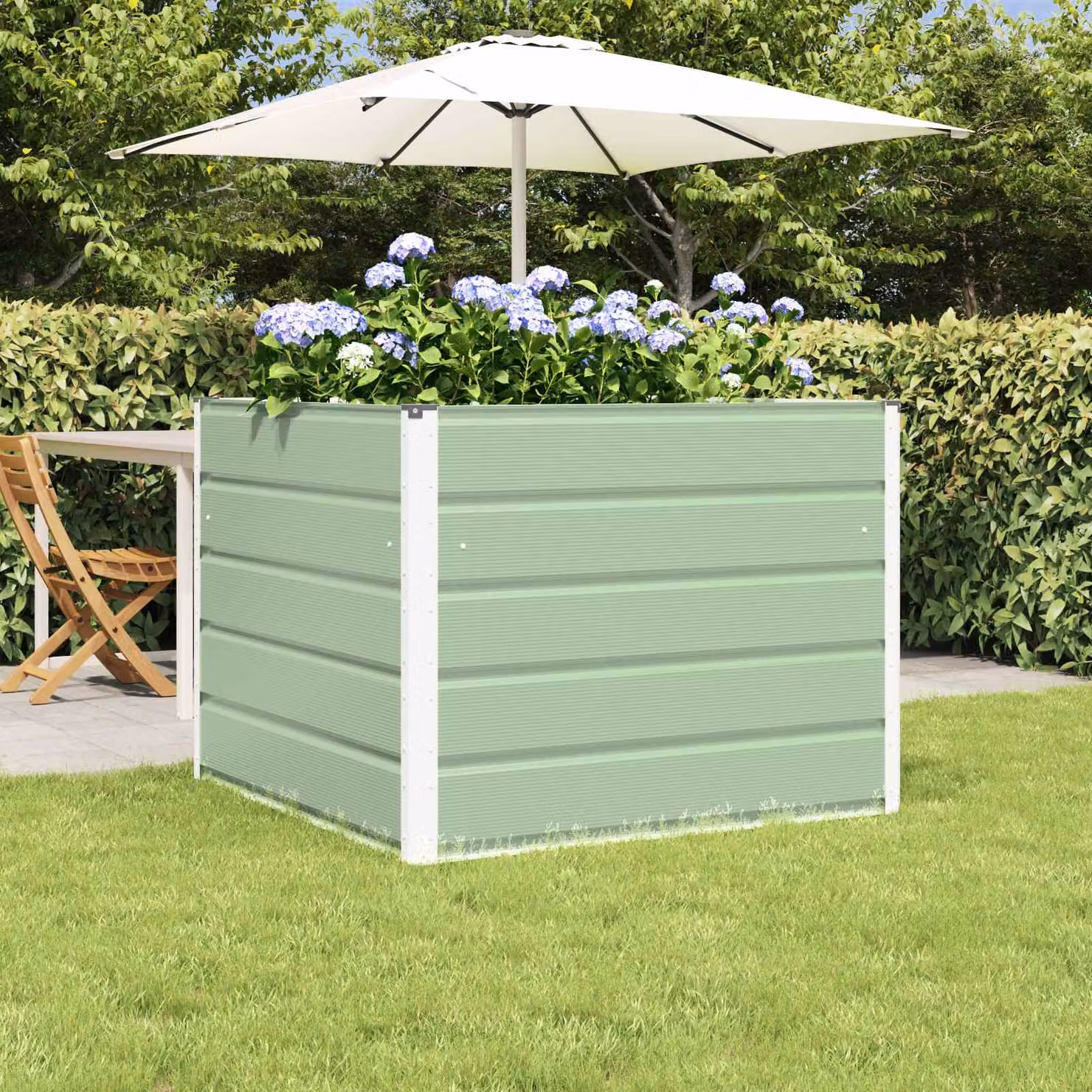 Fioriera vidaXL in acciaio verde, L 100 x P 100 x H 75 cm