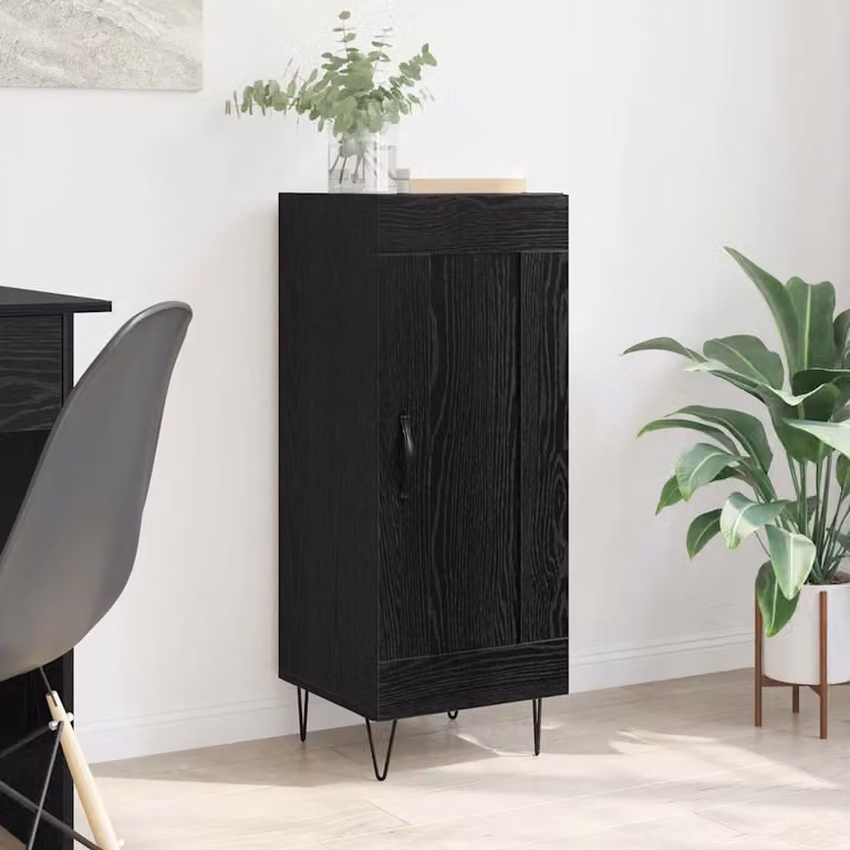 Credenza moderna vidaXL in rovere e nero con finitura opaca L: 34,5 cm, P: 34 cm, H: 90 cm
