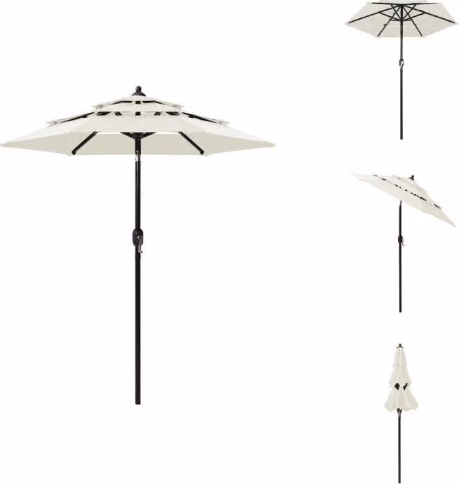 vidaXL Ombrellone con palo in alluminio a 3 strati color sabbia 2 m - Ombrelloni e tende da sole