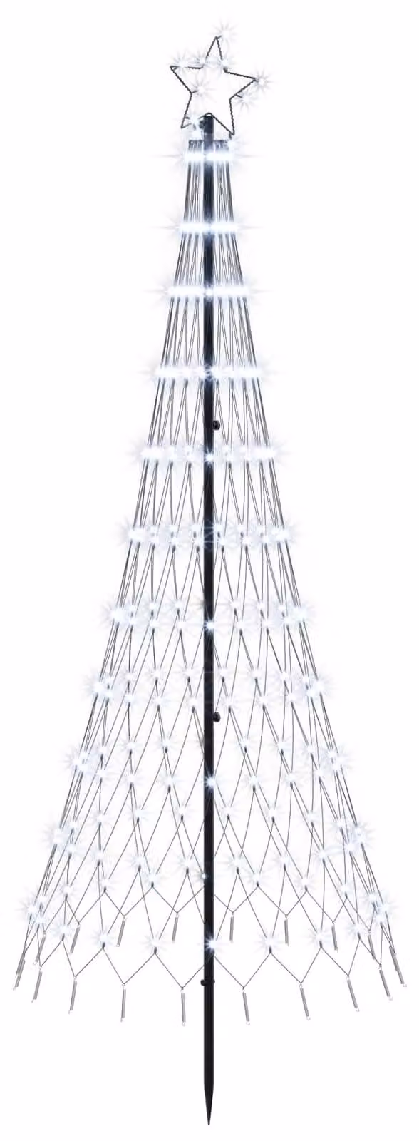 Albero di Natale a LED, 180 cm, 230 LED, luce bianca fredda, struttura in ferro, colore nero