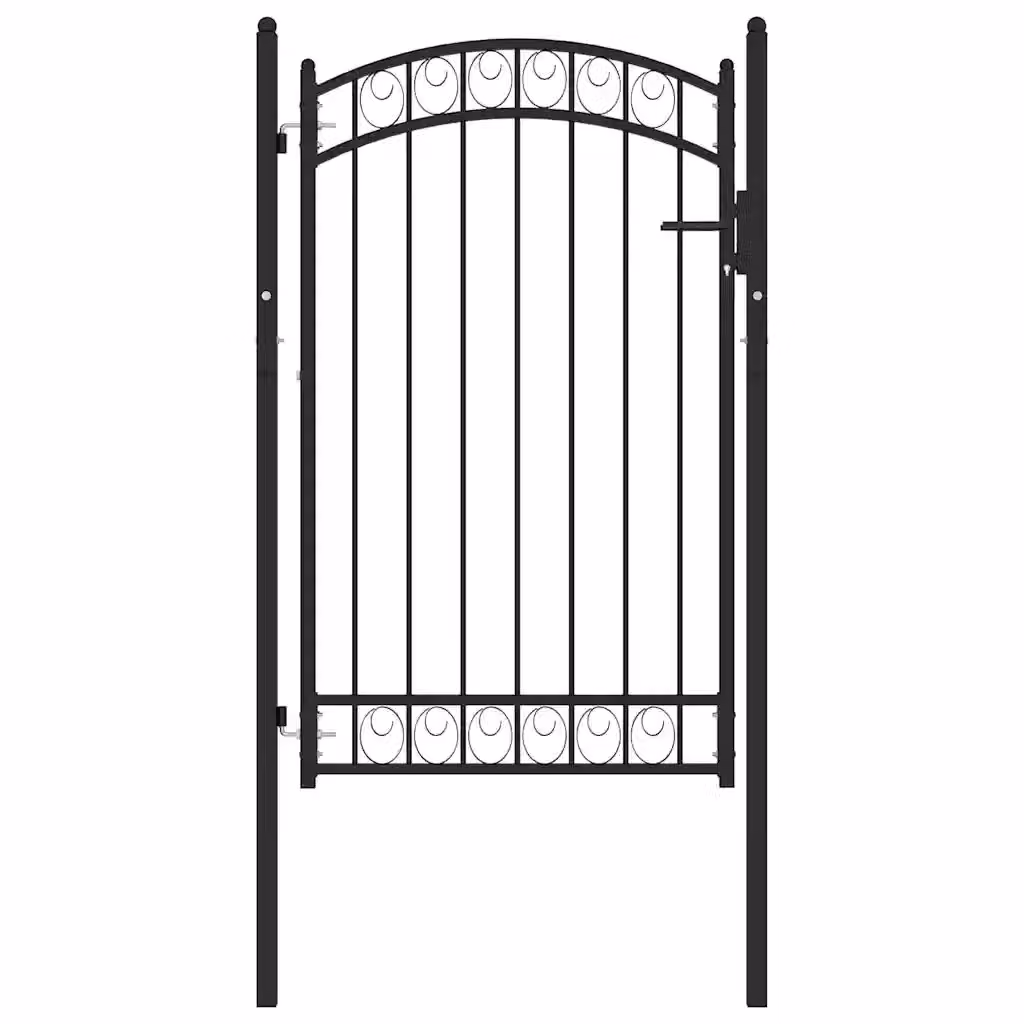 Cancello singolo a battente vidaXL in acciaio nero, L: 104 cm, H: 106 cm – 2