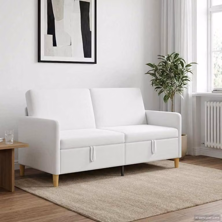 vidaXL Divano con Funzione Letto e Contenitore Bianco Moderno L: 172 cm, P: 78 cm, H: 87 cm