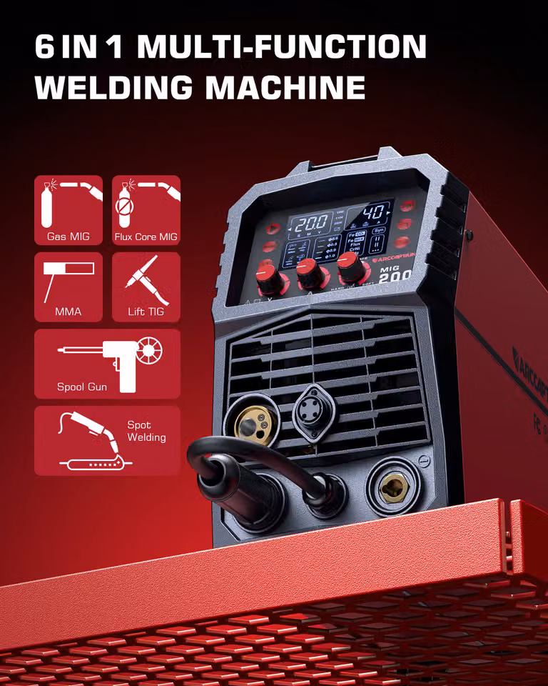 Saldatrice MIG - 200A, 6 funzioni - Tecnologia inverter IGBT - 220V - Per uso domestico e hobbistico