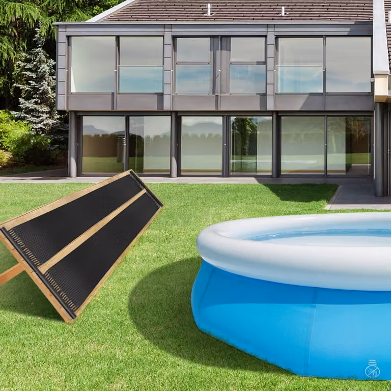 Set di 2 pannelli collettori solari Costway per il riscaldamento della piscina in plastica nera, dimensioni: 3 x 0,75 m
