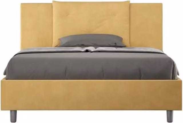 Letto matrimoniale francese con rete imbottito 140x200 microfibra ocra Appia
