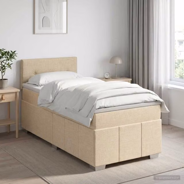 Letto box spring con materasso Crema 80 x 200 cm Tessuto 3451085