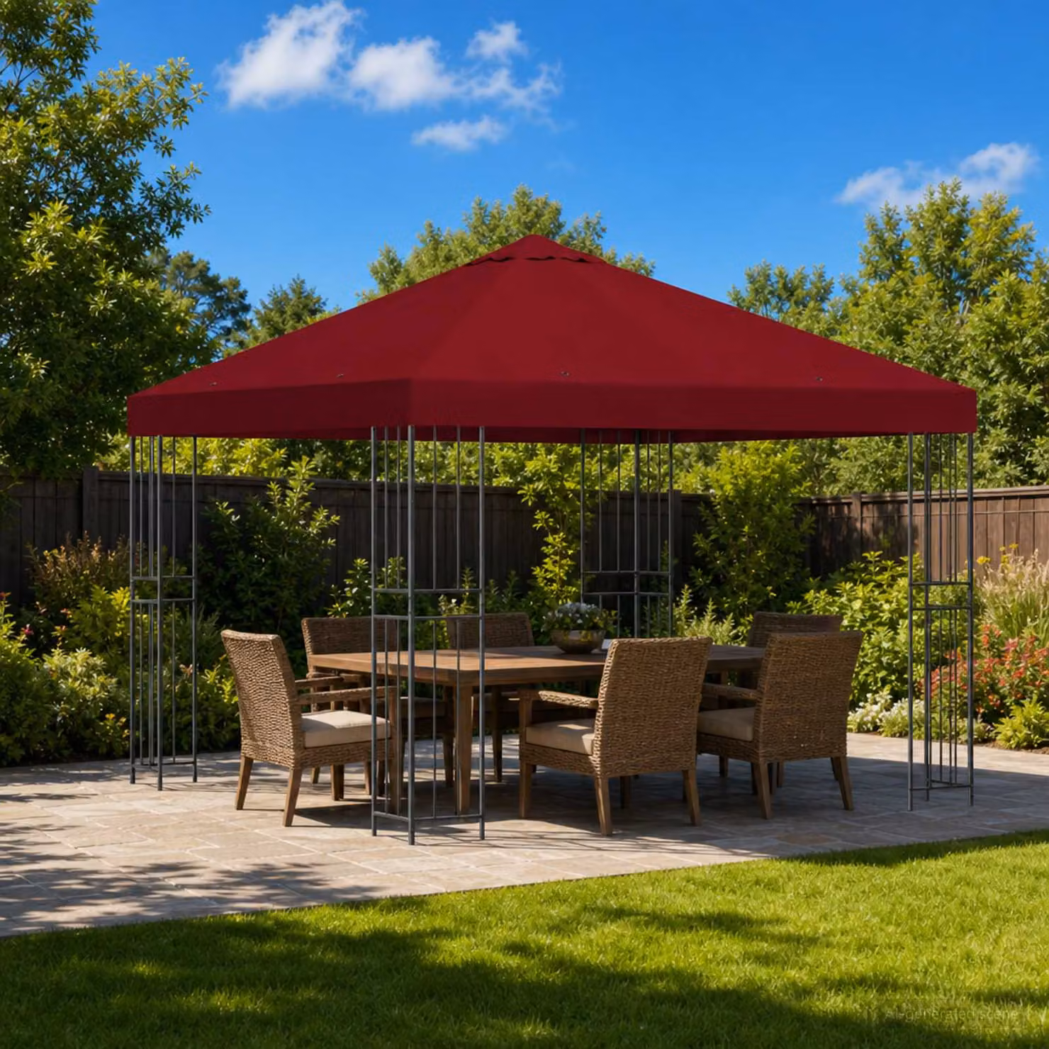Gazebo vidaXL in acciaio galvanizzato e poliestere rosso e nero L/P/H: 300 x 300 x 276,5 cm