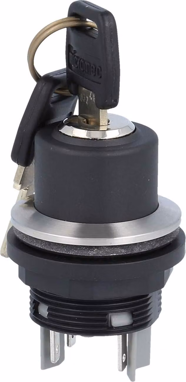 Georg Schlegel Tasto a chiave con arresto, 1Ö + 1S rotondo, SHORTRON connettore piatto 2,8 mm x 0,8 mm - 1 pezzo