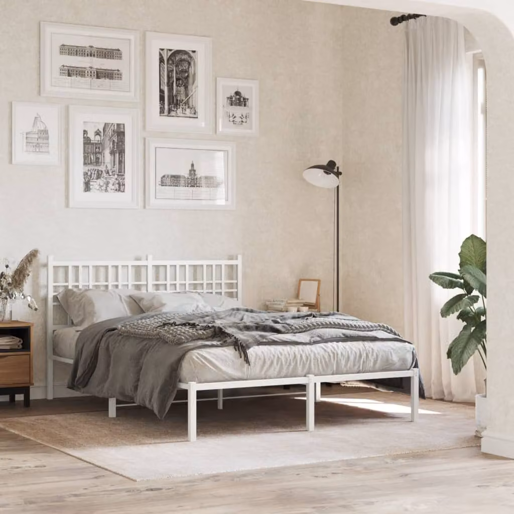 vidaXL Giroletto con Testiera in Metallo Bianco L/P/H: 140 x 190 x 90 cm