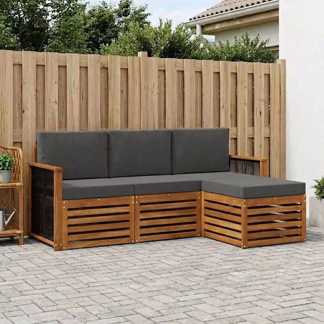 Set di divani da esterno 4 pz Naturale e Antracite 3384203